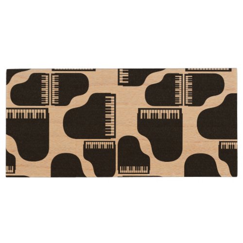 Grand Pianos Music Themed CUSTOM BACKGROUND COLOR Wood Flash Drive