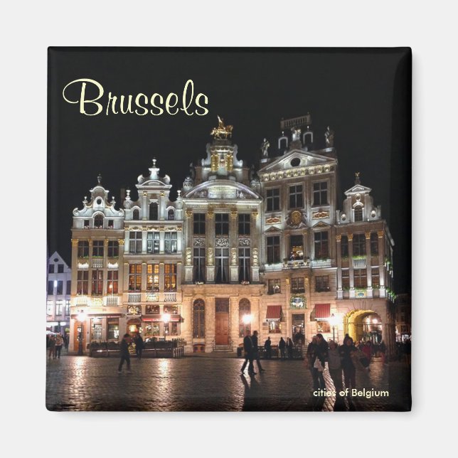 Grand Place in Brussels, Belgium at night Magnet (Front)