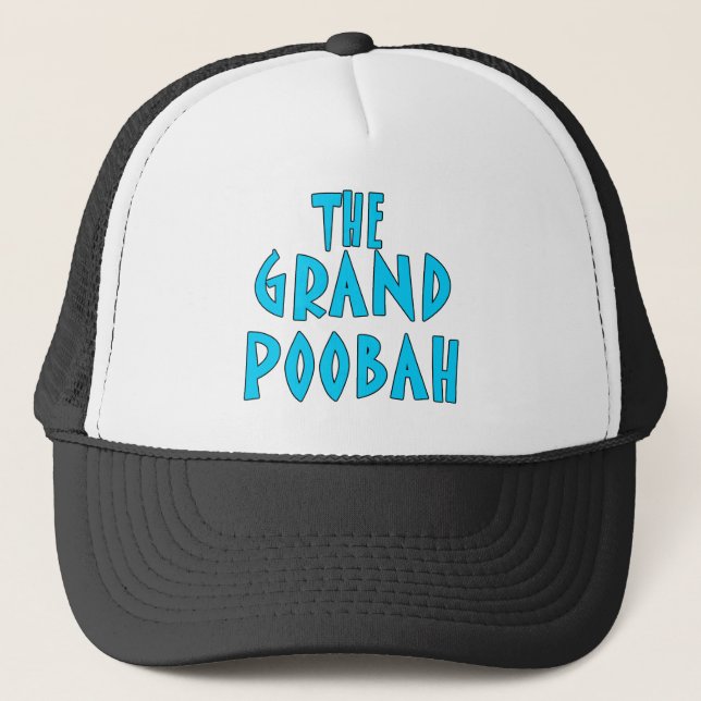 Grand Poobah Blue Font Products Trucker Hat (Front)