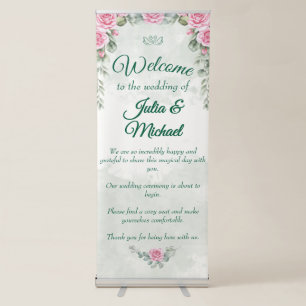 Grand Portrait & Botanical Swan Wedding Welcome Ba Retractable Banner
