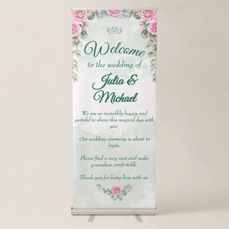 Grand Portrait & Botanical Swan Wedding Welcome Ba Retractable Banner