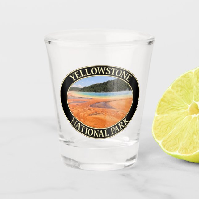 Grand Prismatic Spring at Yellowstone National Prk Shot Glass (Front)