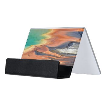 Grand Prismatic Spring Runoff Desk Business Card Holder by usyellowstone at Zazzle