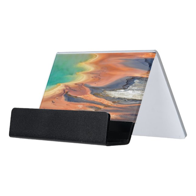 Grand Prismatic Spring Runoff Desk Business Card Holder (Angled Front)