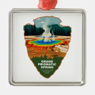 Grand Prismatic Spring Yellowstone Arrowhead Metal Ornament