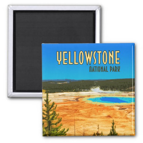 Grand Prismatic Yellowstone National Park Vintage Magnet