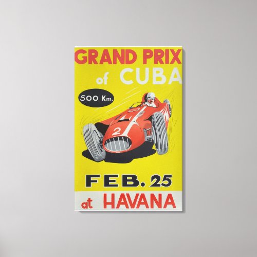 Grand Prix Cuba Havana vintage poster Canvas Print