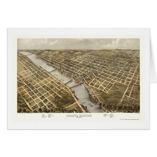 Grand Rapids, MI Panoramic Map - 1868 Cards (Front Horizontal)