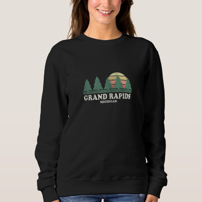 Grand Rapids Mi Vintage Throwback Retro 70s Sweatshirt (Front)