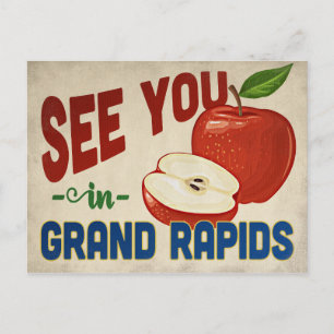 Grand Rapids Michigan Apple - Vintage Travel Postcard