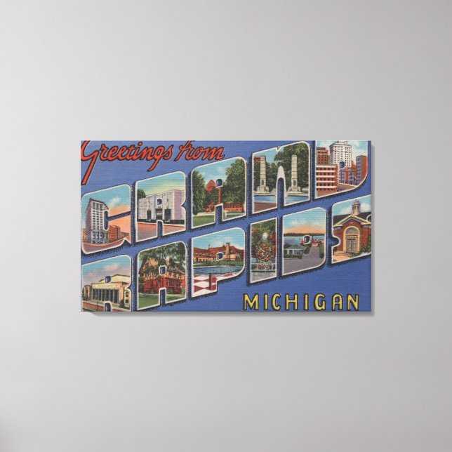 Grand Rapids, Michigan - Large Letter Scenes 2 Canvas Print (Front)