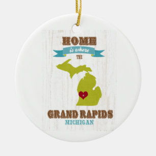 grand rapids, michigan Map – Home Is Where Ceramic Ornament