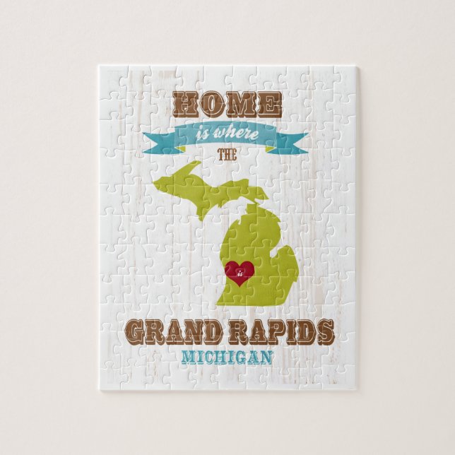 grand rapids, michigan Map – Home Is Where Jigsaw Puzzle (Vertical)