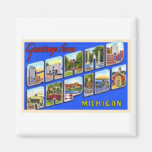 Grand Rapids Michigan MI Large Letter Postcard Magnet