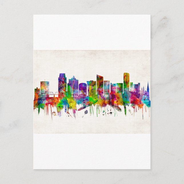 Grand Rapids Michigan Skyline Holiday Postcard (Front)