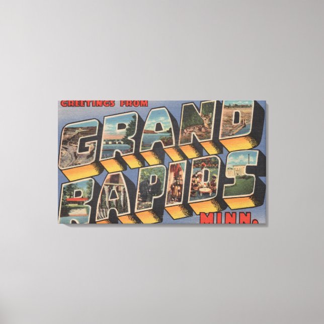 Grand Rapids, Minnesota - Large Letter Scenes Canvas Print (Front)