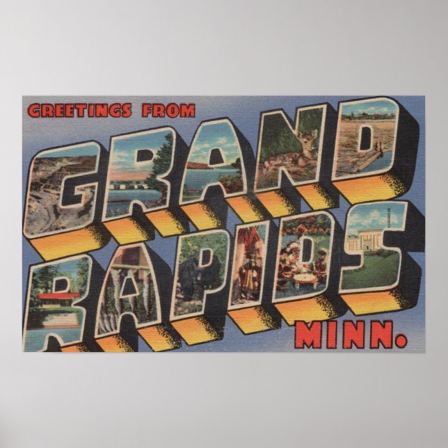 Grand Rapids, Minnesota - Large Letter Scenes Poster (Front)