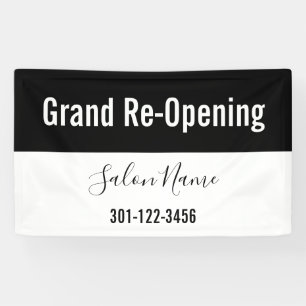 Grand Re-Opening Black and White Beauty Salon Banner