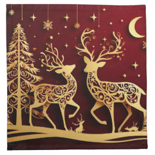 Grand Reindeer Waltz – Whimsy Holiday Pattern Cloth Napkin