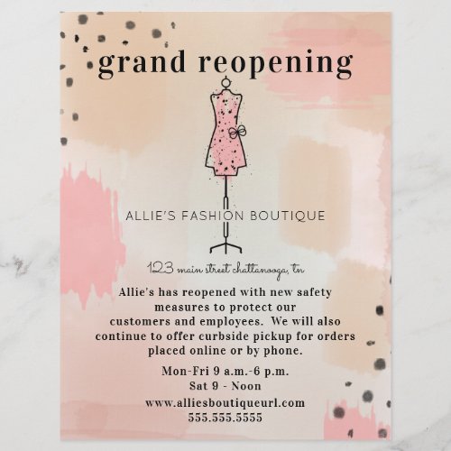 Grand Reopening Boutique Store Abstract Blush Flyer