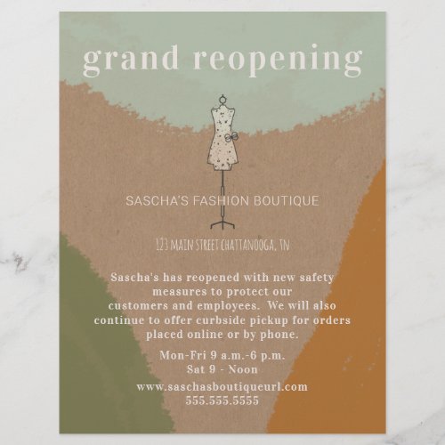 Grand Reopening Boutique Store Abstract Cardstock Flyer