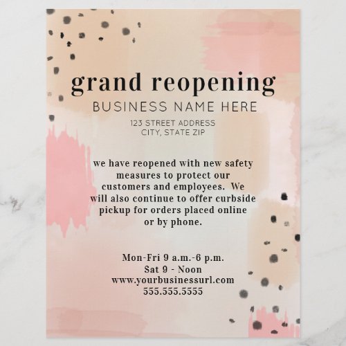 Grand Reopening Business Blush Pink Abstract Flyer