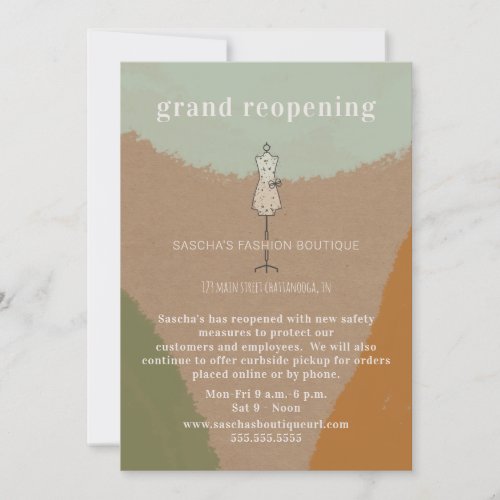 Grand Reopening Cardstock Abstract Clothing Store Invitation