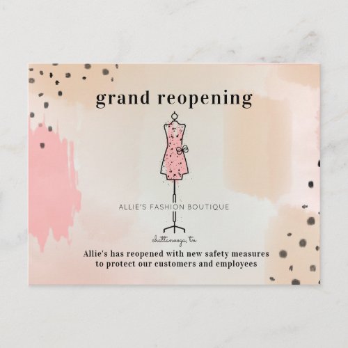 Grand Reopening Clothing Boutique Store Pink Postcard