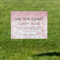 Grand Reopening Glitter Blush Pink Marble  Salon Sign