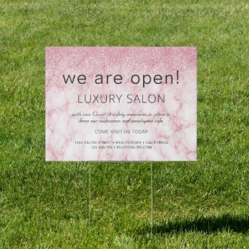 Grand Reopening Glitter Blush Pink Marble  Salon Sign by Hot_Foil_Creations at Zazzle