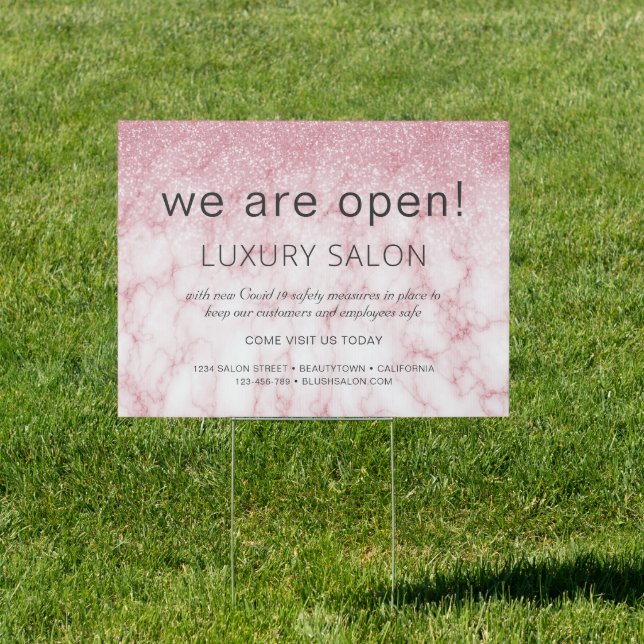 Grand Reopening Glitter Blush Pink Marble  Salon Sign (Insitu)