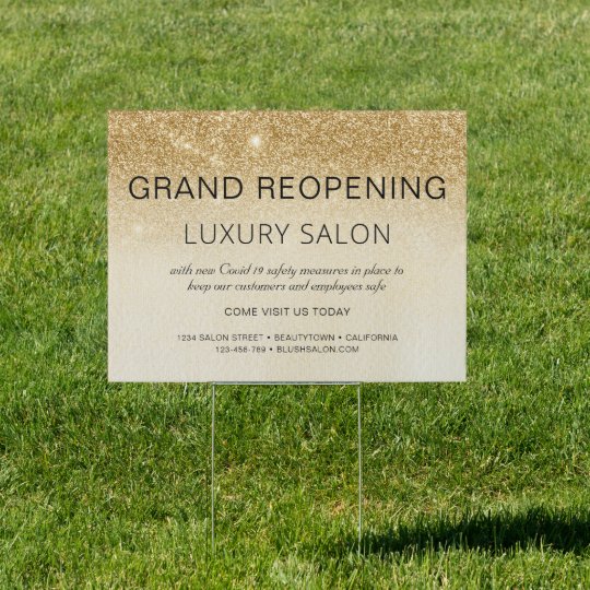 Grand Reopening Gold Glitter Glam Salon Sign