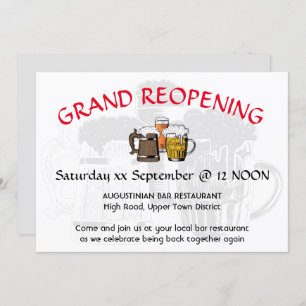 GRAND REOPENING Pub Reunion Customizable GRAY Invitation