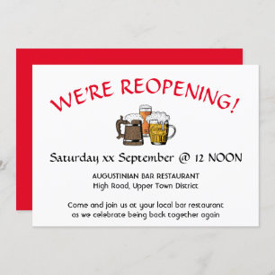 GRAND REOPENING Pub Reunion Customizable RED Invitation
