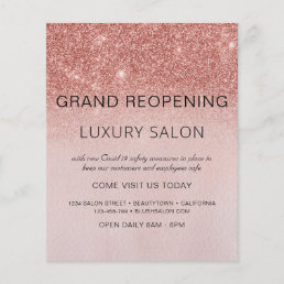 Grand Reopening Rose Gold Glitter Salon Flyer