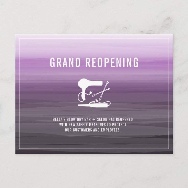 Grand Reopening Salon Hair Stylist Purple Postcard Zazzle