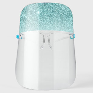 Grand Reopening Teal Blue Luxury Glitter Salon Face Shield