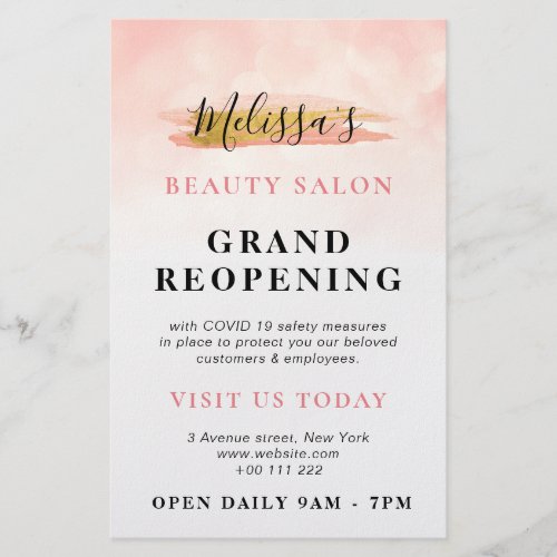 GRAND REOPENING  trendy gold pink beauty salon Flyer