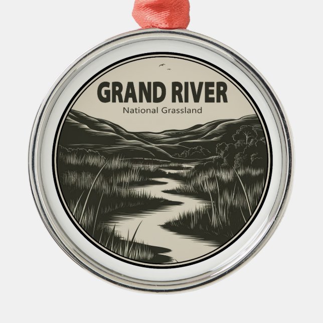 Grand River National Grassland Stream Metal Ornament (Front)