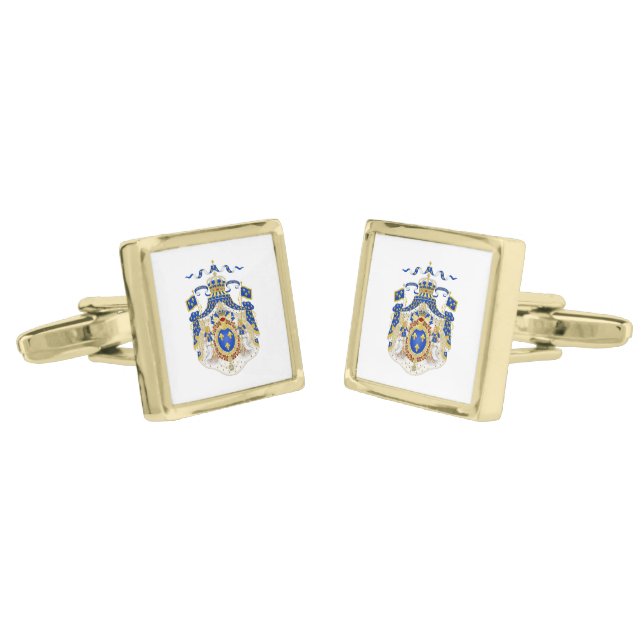 Grand Royal Coat of Arms of France Cufflinks (Angled)