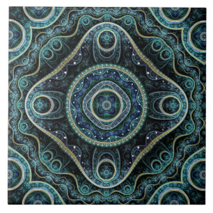 Grand Royal Julian Fractal Mandala Pattern Ceramic Tile