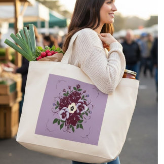 Grand Sac Fourre-tout Jumbo - Bouquet de Violettes Large Tote Bag