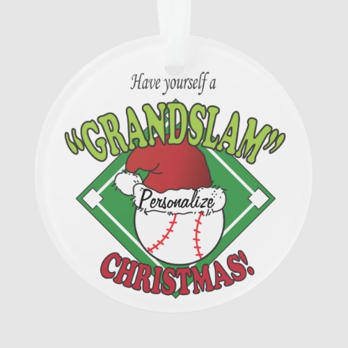 Grand Slam  Baseball Christmas Ornament