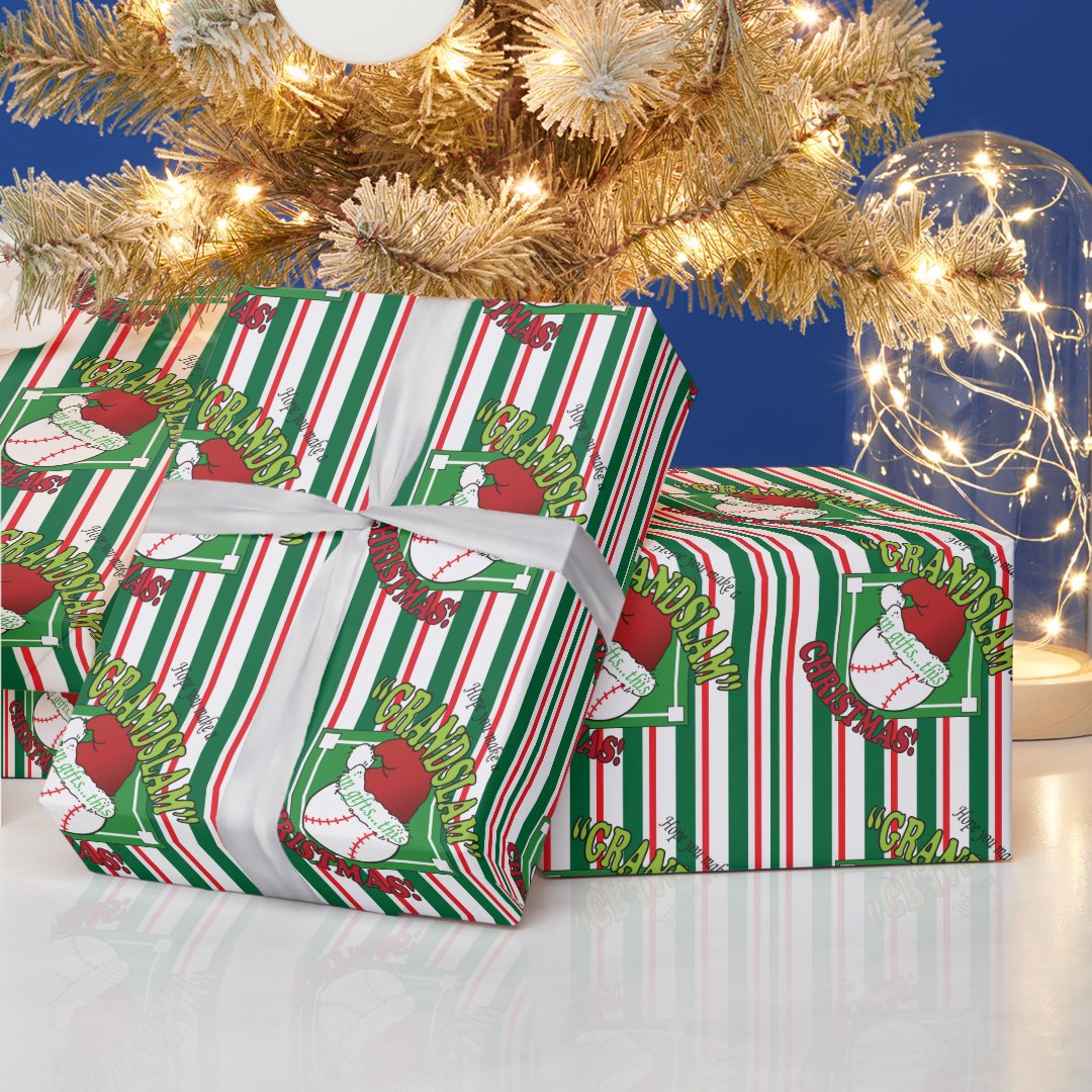 Grand Slam Baseball Christmas Wrapping Paper Zazzle