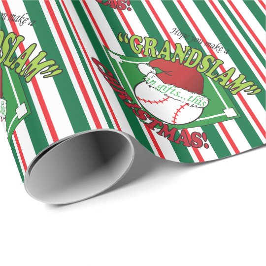 Grand Slam Baseball Christmas Wrapping Paper
