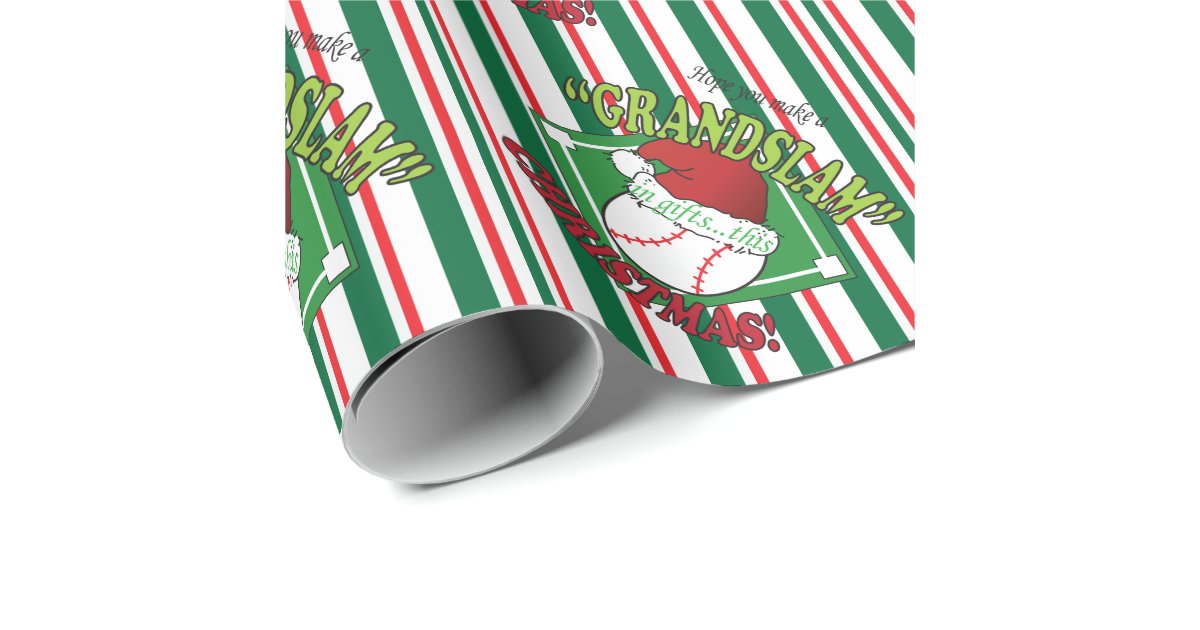 Grand Slam Baseball Christmas Wrapping Paper