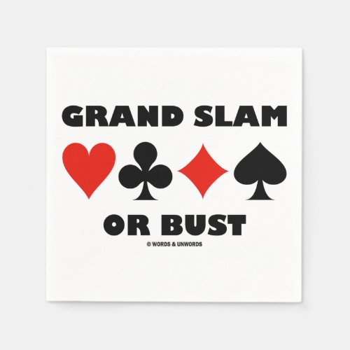 Grand Slam Or Bust Bridge Four Card Suits Napkins