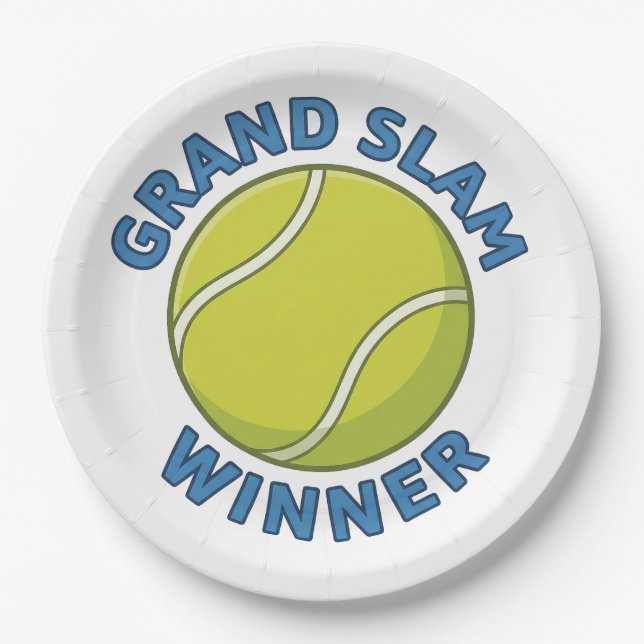 Grand Slam Winner Tennis Ball Sports Champion Paper Plates (Front)