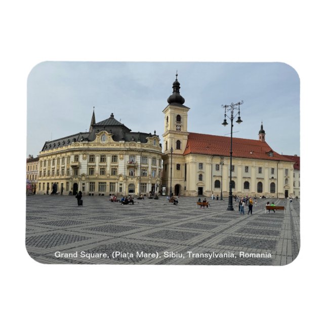 Grand Square, (Piaţa Mare), Sibiu, Romania on a Magnet (Horizontal)