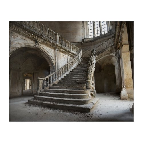 Grand Staircase in a Fantasy Abandoned Chateau Acrylic Print